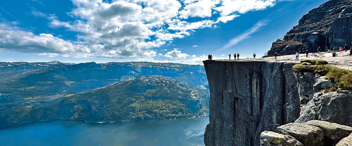 A view of Pulpit Rock overlooking Lysefjorden, Norway